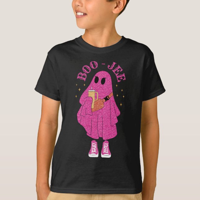 Camiseta Temporada espeluznante Fantasma Rosa Halloween Dis (Anverso)