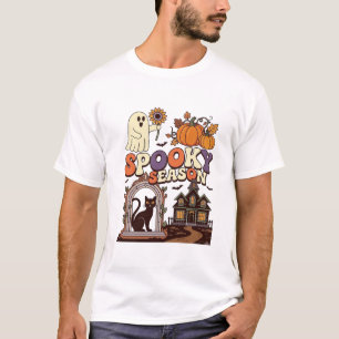 Camiseta Temporada espeluznante Halloween Fantasma Calabaza
