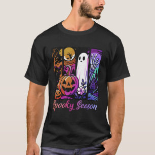 Camiseta Temporada espeluznante Halloween Fantasma Calabaza