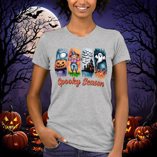 Camiseta Temporada espeluznante Halloween Otoño Pinceladas