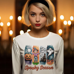 Camiseta Temporada espeluznante Halloween Otoño Pinceladas