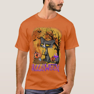 Camiseta Temporada espeluznante Halloween Scary Black Cat B