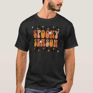 Camiseta Temporada Retro Spooky Bruja Preppy Halloween