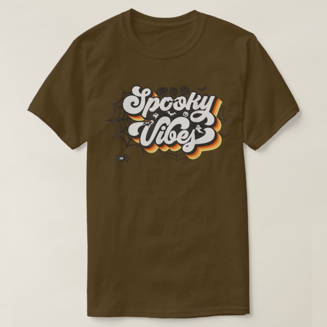 Camiseta Temporada Retro Sunset Spooky Vibes Pumpkin Spooky (Diseño del anverso)