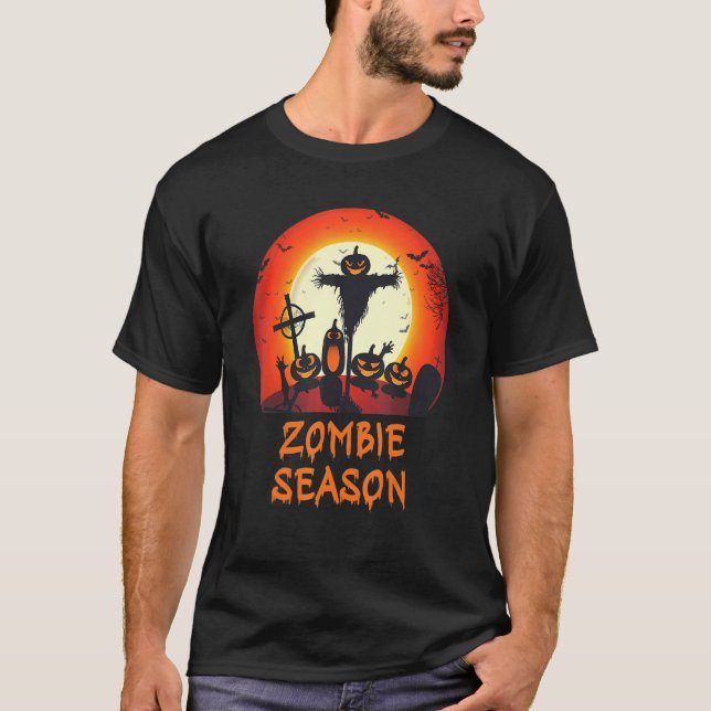 Camiseta Temporada Zombie Moonlit Scary Graveyard Niños A (Anverso)