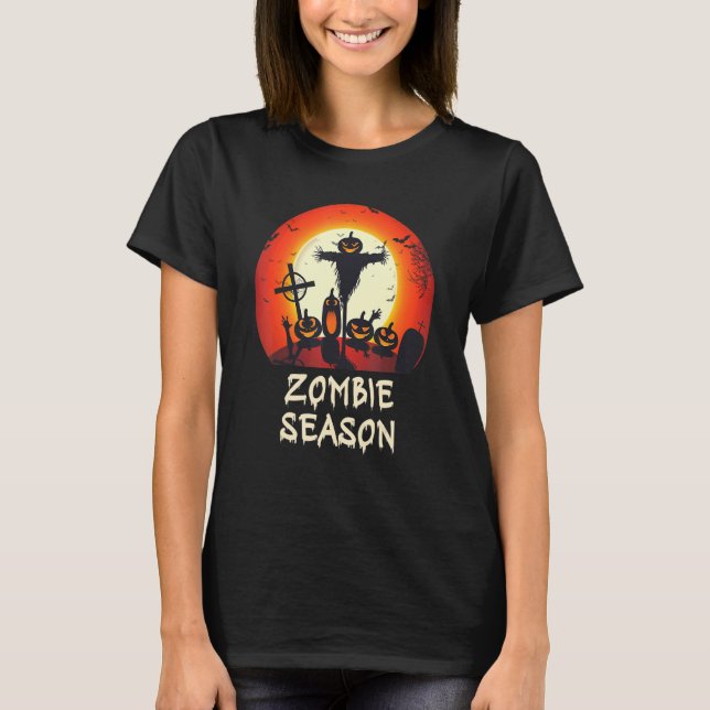 Camiseta Temporada Zombie Moonlit Scary Graveyard Niños A (Anverso)
