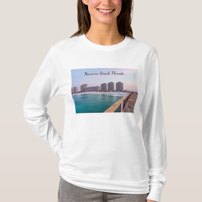 Camiseta Temprana Playa Navarra Florida Pesca Larga Manga (Anverso)