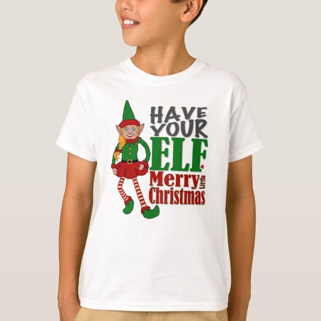 Camiseta Ten a tu elfo unos alegres Navidades - chica elf (Anverso)