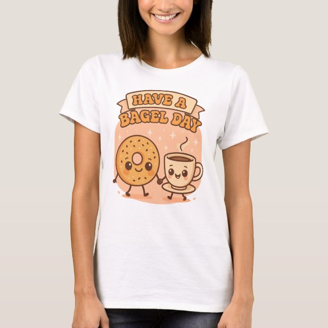 Camiseta Ten un arte gastronómico de Kawaii el día de Bagel (Anverso)