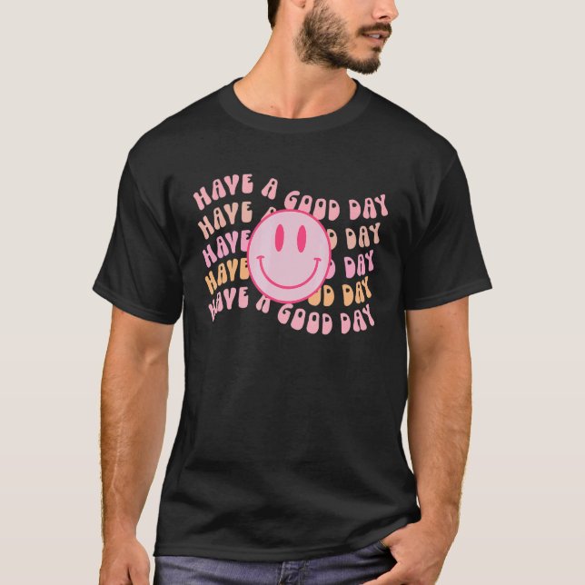Camiseta Ten Un Buen Día Sonrisa Retro Cara Preppy Aestheti (Anverso)