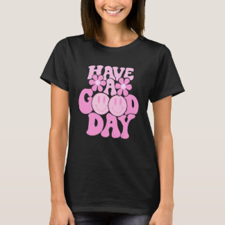 Camiseta Ten Un Buen Día Sonrisa Rosa Cara Preppy Estética