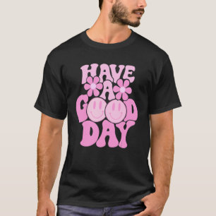 Camiseta Ten Un Buen Día Sonrisa Rosa Cara Preppy Estética 