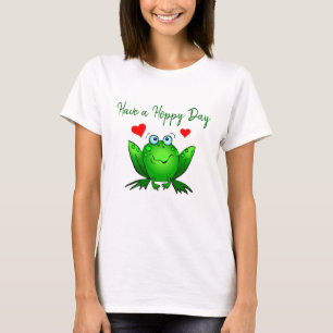Camiseta Ten un día saltarín Cute Rana Verde con Corazones