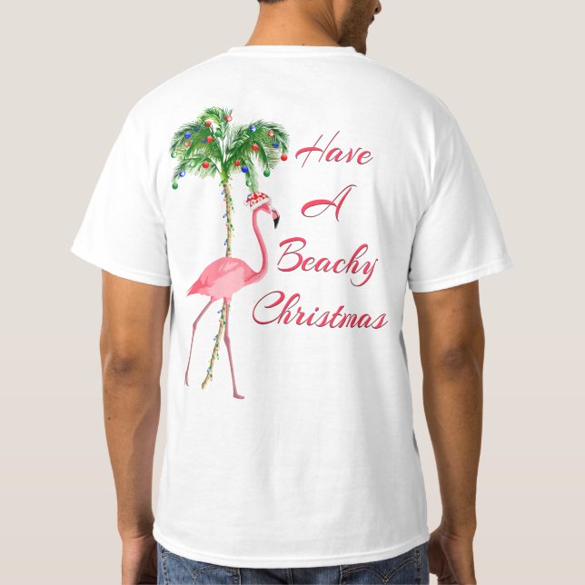 Camiseta Ten Un Flamingo De Navidades De Playa (Reverso)