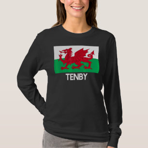 Camiseta Tenby Wales Baner Baner Y Ddraig Goch