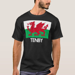 Camiseta Tenby Wales Baner Baner Y Ddraig Goch