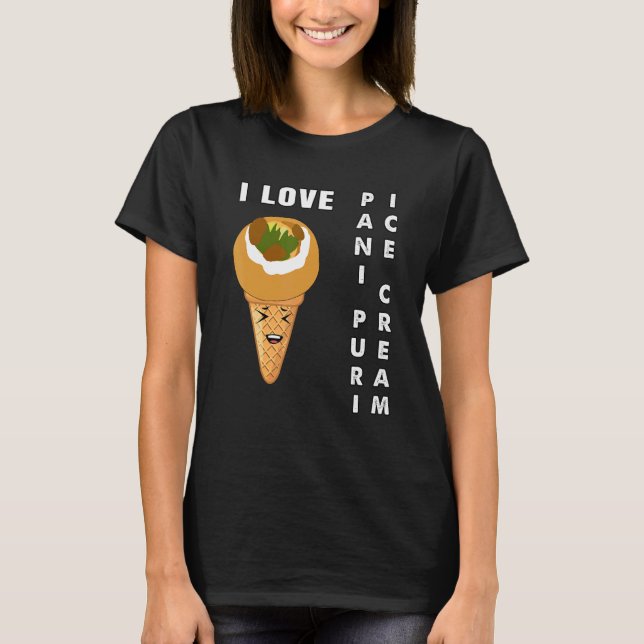 Camiseta tendencia de helados de pani puri de comida callej (Anverso)