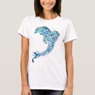 Camiseta Tendencia del arte abstracto del delfín turquesa