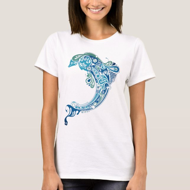 Camiseta Tendencia del arte abstracto del delfín turquesa (Anverso)