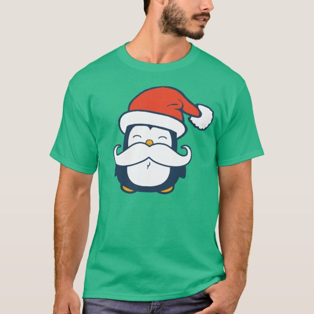 Camiseta Tendencia del bigote del pingüino del navidad (Anverso)