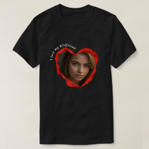 Camiseta Tendencias Amo a Mi Novia Corazón Rojo Foto Person