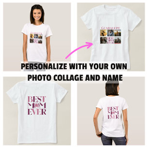 Camiseta Tendencias Rosa Mejor Mamá Collage de Fotos
