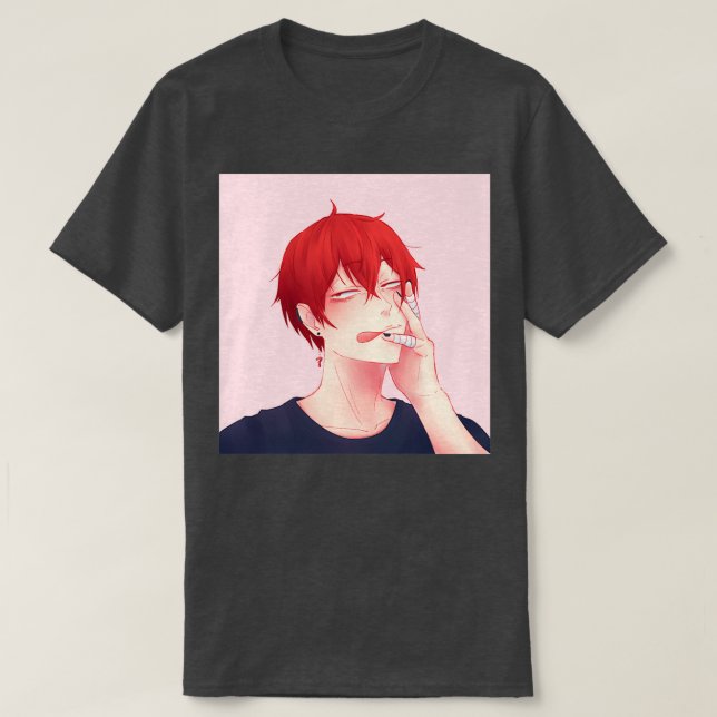 Camiseta Tendou Satori Blue Shirg Pink bg (Diseño del anverso)