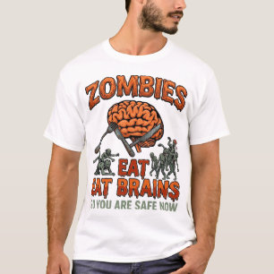 Camiseta Tenedores Cuchillo Cerebro Halloween Cerebros Come