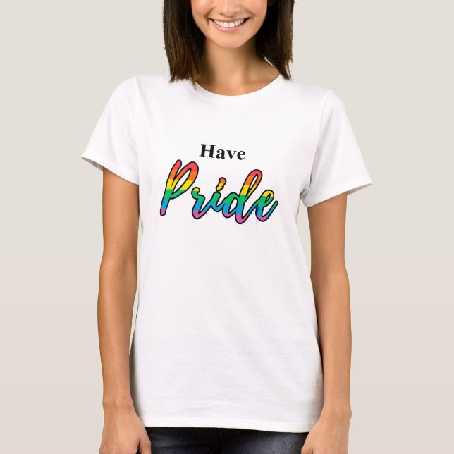 Camiseta Tener orgullo de negrita tipografía arcoiris LGBT  (Anverso)