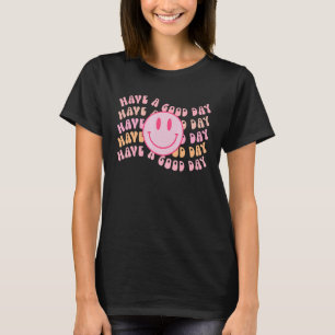 Camiseta Tener Un Buen Día Cara Sonriente Rosa Estética Pre