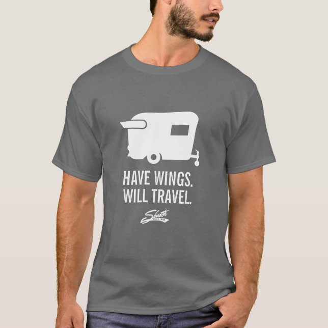 Camiseta Tenga alas viajará - remolque de campista de (Anverso)