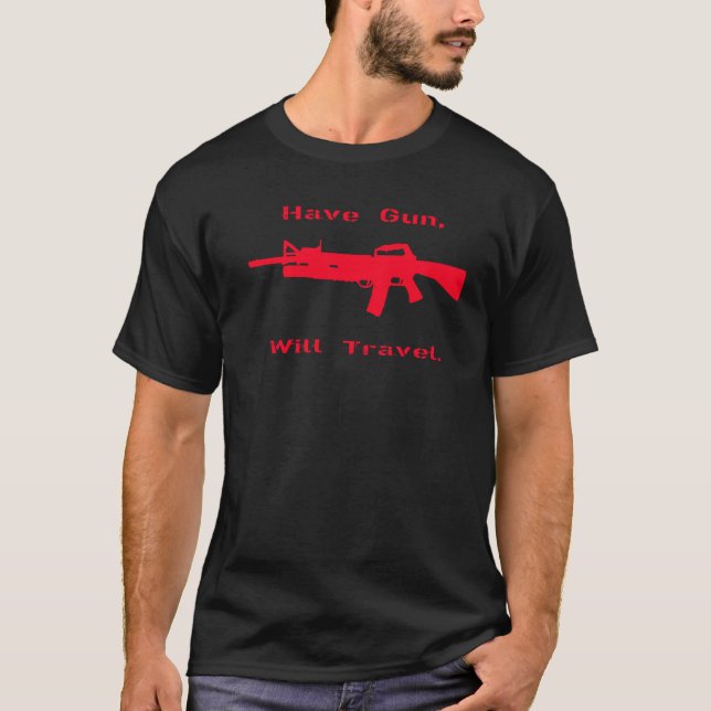 Camiseta Tenga arma viajará (Anverso)