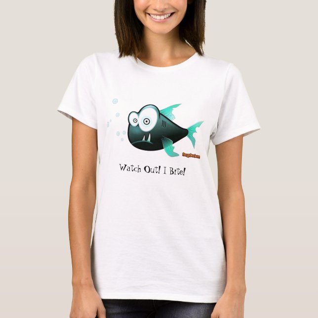 Camiseta ¡Tenga cuidado! ¡Muerdo! (Anverso)