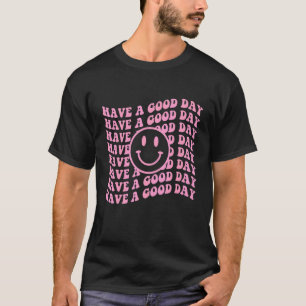Camiseta Tenga Un Buen Día Retro   Cara Sonriente Estética