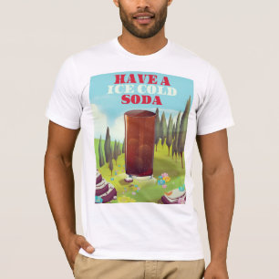 Camiseta Tenga un comercial de refresco helado.