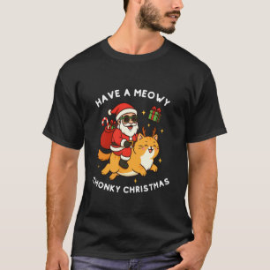 Camiseta Tenga una Navidad Meowy Chonky Lindo Santa Montand