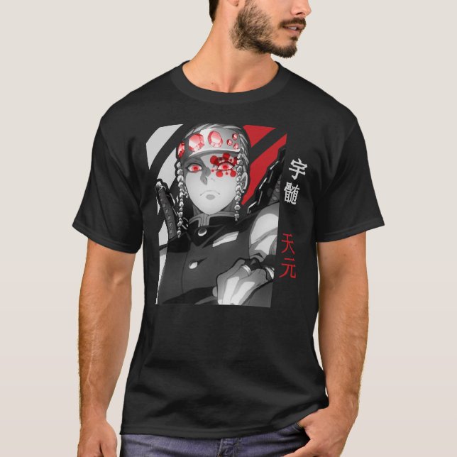 Camiseta Tengen Uzui Demon Slayer Kimetsu No Yaiba BlackRed (Anverso)
