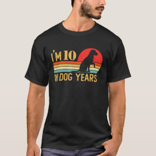 Camiseta Tengo 10 años en Dog años 70 Vintage cumpleaños 70