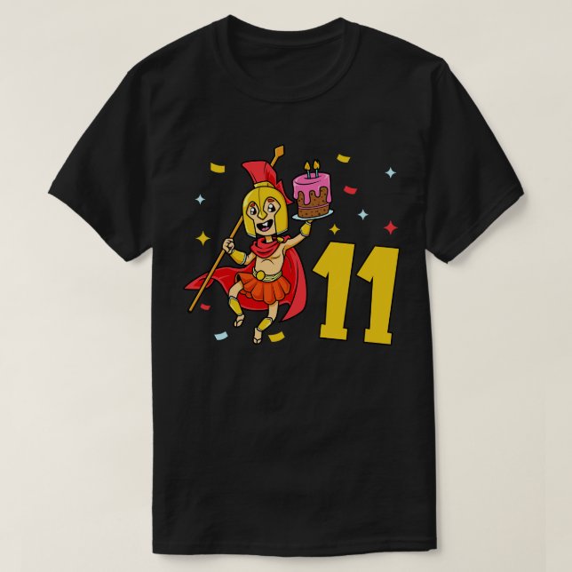 Camiseta Tengo 11 años con niños espartanos, 11 años (Diseño del anverso)