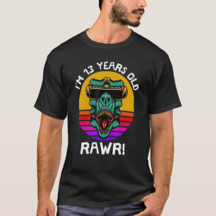 Camiseta Tengo 13 años de edad Retro Dinosaurio Sunset 13th