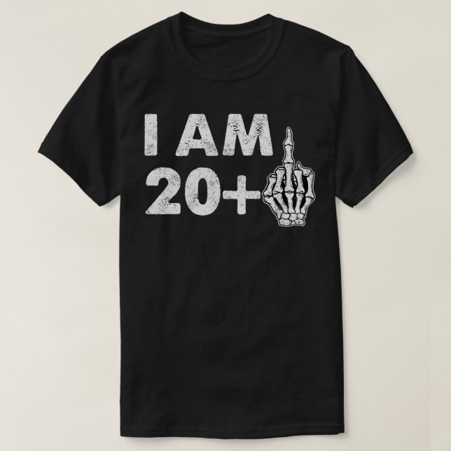 Camiseta Tengo 21 años y es gracioso esqueleto Dedo medio 2 (Diseño del anverso)