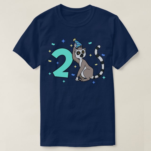 Camiseta Tengo 2 años con hijos de lemur 2 años (Diseño del anverso)