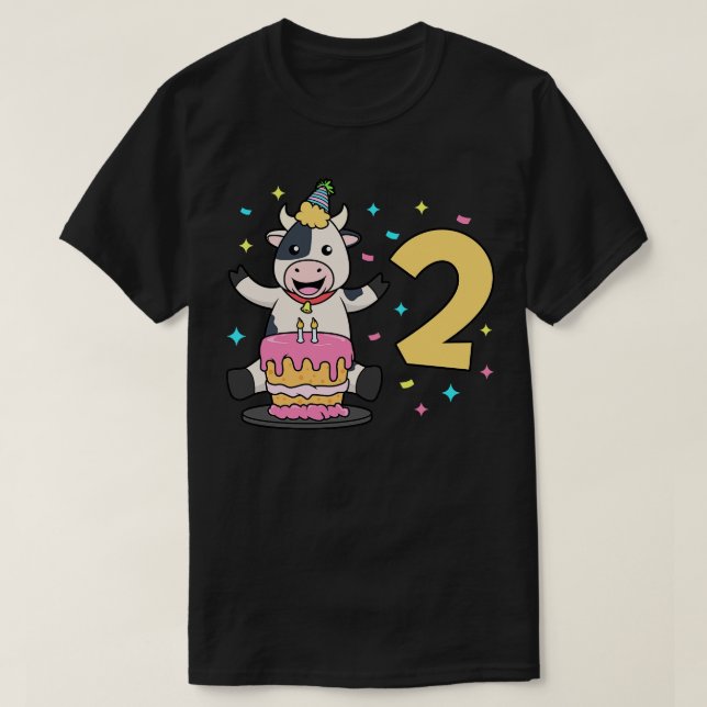 Camiseta Tengo 2 años con niños de vaca de 2 años (Diseño del anverso)