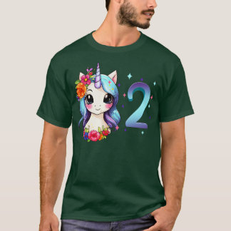 Camiseta Tengo 2 años con unicornio, chica cumpleaños, 2 añ