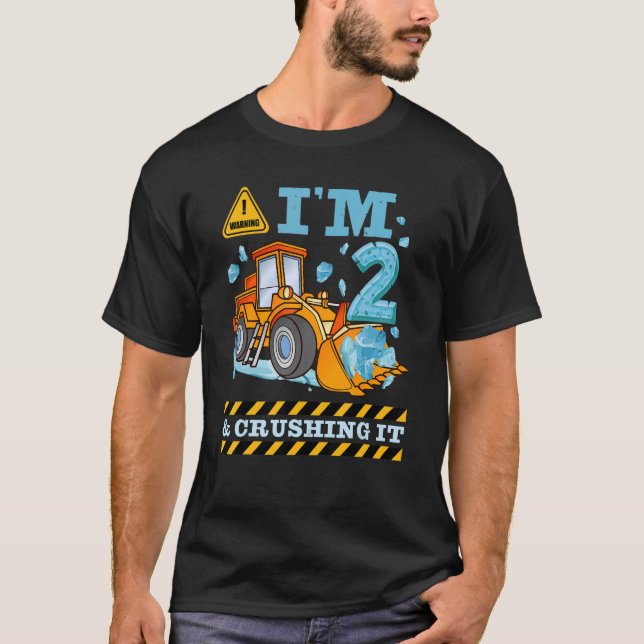 Camiseta Tengo 2 años y lo aplasté Excavadora de Construcci (Anverso)