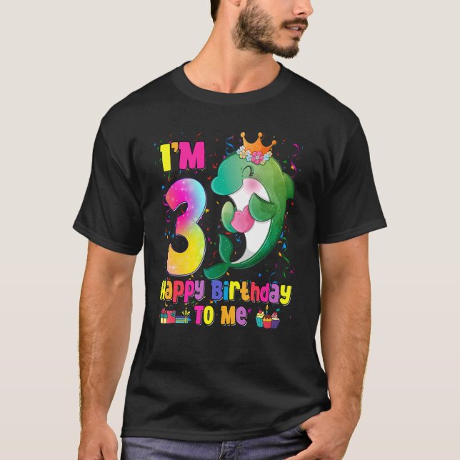 Camiseta Tengo 3 años, Chicas de tercer cumpleaños, delfín  (Anverso)