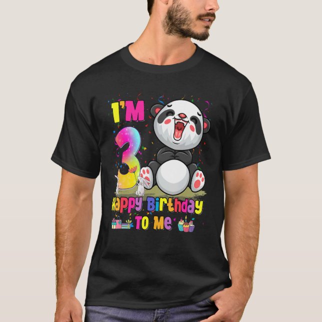 Camiseta Tengo 3 años, Chicas de tercer cumpleaños, Panda (Anverso)