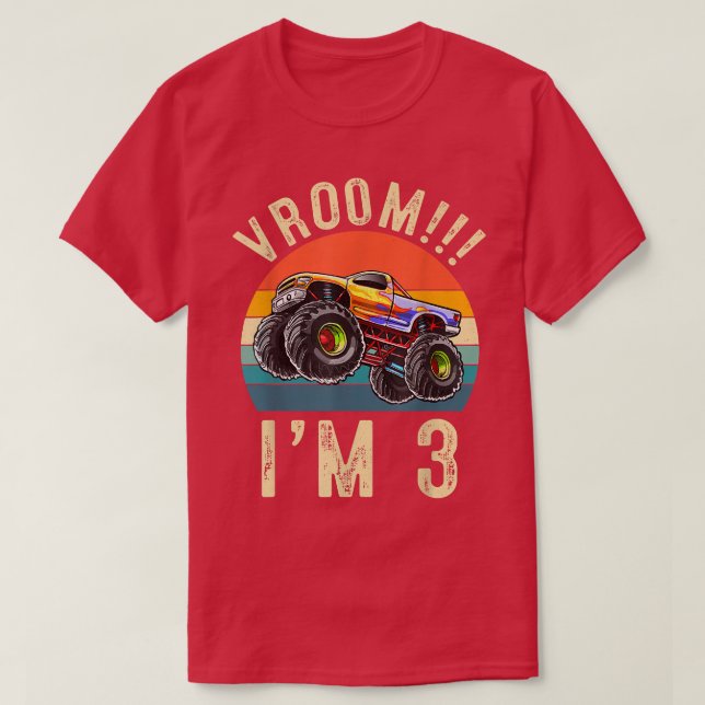 Camiseta Tengo 3 años en Vroom 3er cumpleaños Fiesta Truck  (Diseño del anverso)