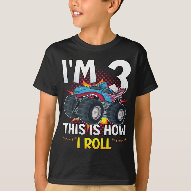 Camiseta Tengo 3 años y así es como hago el Monster Truck B (Anverso)