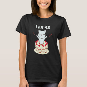 Camiseta Tengo 43 gatitos de gato con torta de cumpleaños